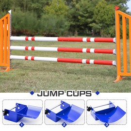 Abbylike 4 Pairs (8 Pieces) Jump Cups Metal Horse Jump Cups with Pin Fits Standards Uprights, Lightweight Durable for Hobby Horse Jumper Equestrian Activities(Blue)