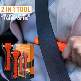 Xtremeauto X2 Car Escape Tool Window Breaker Cutter - Car Hammer And Seatbelt Cutter, Car Safety Hammer Emergency Smasher, Break Glass With Ease, Seat Belt Cutter Glass Breaker Safety Tool With Cases