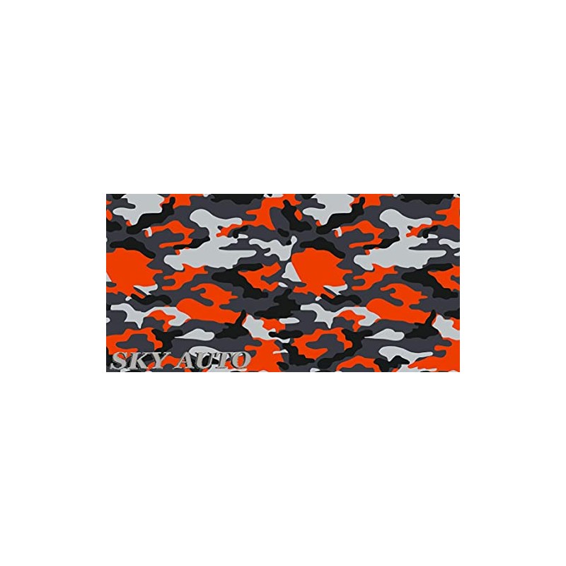 RED-Orange Black White Gray Camouflage Vinyl Car Wrap Film Sheet