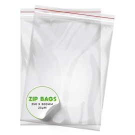 V1 TRADE Zip Bags Set of 100 250 x 300 mm - Baggys - Robust Ziplock Bags - Resealable Bags for Better Organisation - Plastic Bags Sealable