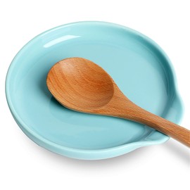 GDCZ Ceramic Spoon Rest for Stove Top 5 Inches Large Spoon Holder for kitchen Counter, Coffee Spoon Rest, Cooking Utensil Rest, Kitchen Accessories, Dishwasher Safe, Set of 1,Turquoise