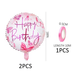 2 Birthday Balloons, 1 Roll Of Ribbon, Round Foil Balloons, Girls Birthday Balloons, Party Decoration Balloons, Photo Props
