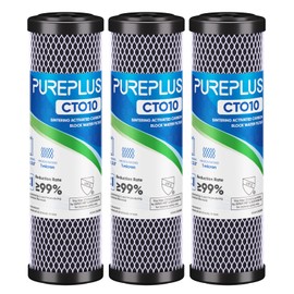1 Micron 2.5" x 10" Whole House CTO Carbon Water Filter Cartridge Replacement for Under Sink Water Filter System, Dupont WFPFC8002, WFPFC9001, FXWTC, SCWH-5, WHEF-WHWC, WHCF-WHWC, AMZN-SCWH-5, 3Pack