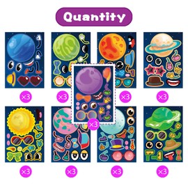 27 Sheets Space 9 Planets Solar System Stickers for Kids,Make Your Own Planet,Make a Face Outer Space Stickers, Birthday Gift Party Favor Supplies