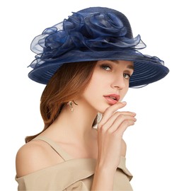 Kentucky Organza Derby Hats for Women Church Hats Tea Hats Fascinator Wide Brim Sun Hat for Ladies