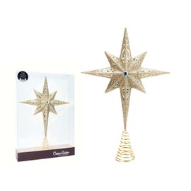 Christmas Traditions 11 inch Champagne Gold Glittered Large Christmas Bethlehem Star Tree Topper Star for Large Tree 6 feet-8 feet Tall/Home Decor Ornaments