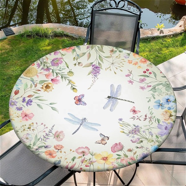 artslion Outdoor Round Tablecloth with Elastic Band 44In-110cm Elastic Garden
