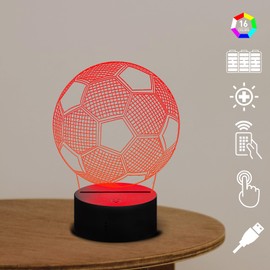 Fincoly Soccer Night Light for Boys Bedroom Decor Football 3D Optical 16 Color Change Touch Remote Control USB Charge Battery Powered Dimming Illusion Lamp Sport Game Decoration