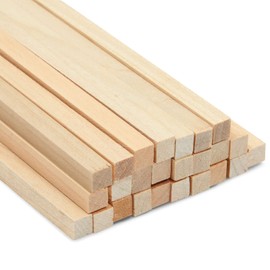 Bright Creations 25 Pack Square Wooden Dowels for Crafting, Unfinished Hardwood Sticks for DIY Supplies (1/4 x 12 Inch)