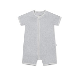 MORI Baby Summer One Piece Pajamas in Grey - Breathable Unisex Zip Romper - Comfort Short Sleeve Sleepwear - 18-24 Months