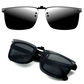 CREYESTAL Polarised Sunglasses Attachment Glasses, Sunglasses Clip, Liftable and Ultralight, Men, Women, 100% UV400, Black Glasses