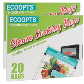 40×Steam Cooking Bags Microwave Steamer Bags for Vegetables,Potatoes and Meat (2 Pack)