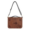 Wetoricau Brown Cross Floral Bible Cover Lightweight Bible Case Waterproof