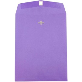 JAM PAPER Open End Catalog Envelopes with Clasp Closure - 228.6 x 304.8 mm (9" x 12") - Violet Purple Recycled - 50/Pack