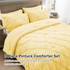 UNIKOME King Size Comforter Set Yellow - Lightweight Soft Pintuck