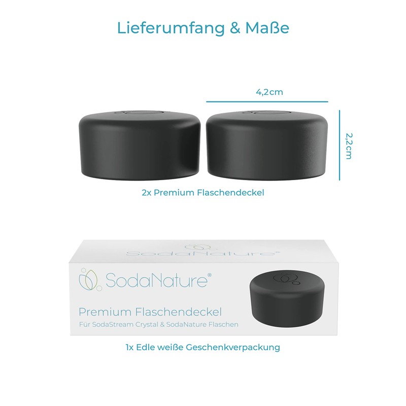 SodaNature 2 x Premium Bottle Caps for SodaStream Crystal Bottles,