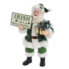 Kurt S. Adler 10.5-Inch Fabriché Musical Irish Gift Box and Sign Santa, Multi