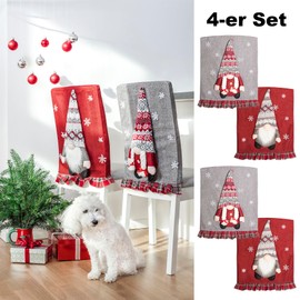 Christmas Chair Covers with Gnomes: Christmas Decoration Gnomes Chair Covers Set - Festive Chair Cover for Dining Room - Perfect for Family Party at Home (4)