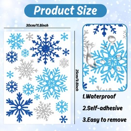 JarThenaAMCS 6Pcs Snowflake Car Decals Blue-White Xmas Snowflake Vinyl Decals Self-Adhesive Winter Bumper Stickers for Car Truck Refrigerator Garage Mailbox Decor