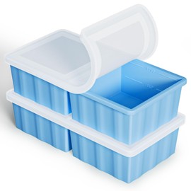 Silicone Freezer Tray for Soup Ice Cubes: 2-Cup Freezing Tray with Lid for Meal Prep - 2Pack Silicon Soup Portion Freeze Trays Make Stock Souped Ice Cube