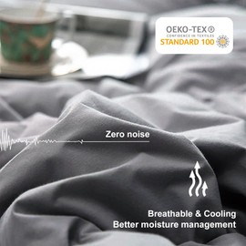 MEELUS Lightweight Comforter Cooling Black, All Season Duvet Insert Breathable Full Size Summer Bedding, Soft Microfiber Cool Down Alternative Quilt with Corner Tabs, 82x86 inch