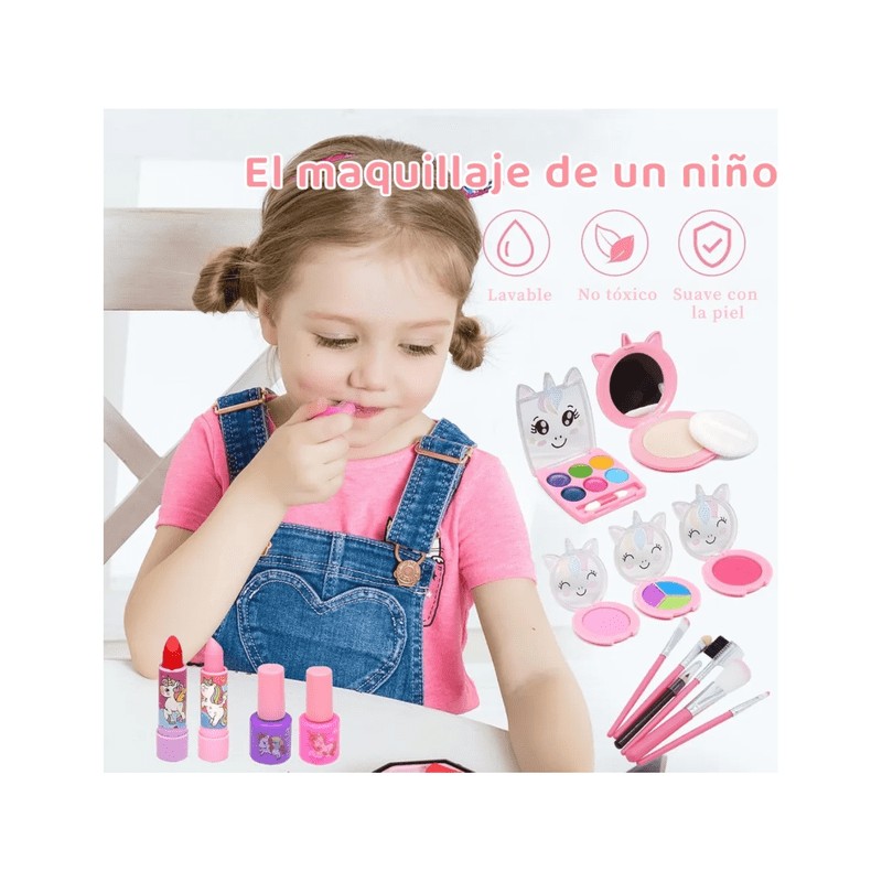 "Set Estuche Maquillaje Ninas Juguetes Belleza Tocado Lavable unicornio Belug