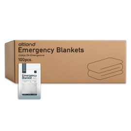 Altland 100 Pack of Emergency Blankets - Individually Packaged Silver Mylar Blankets