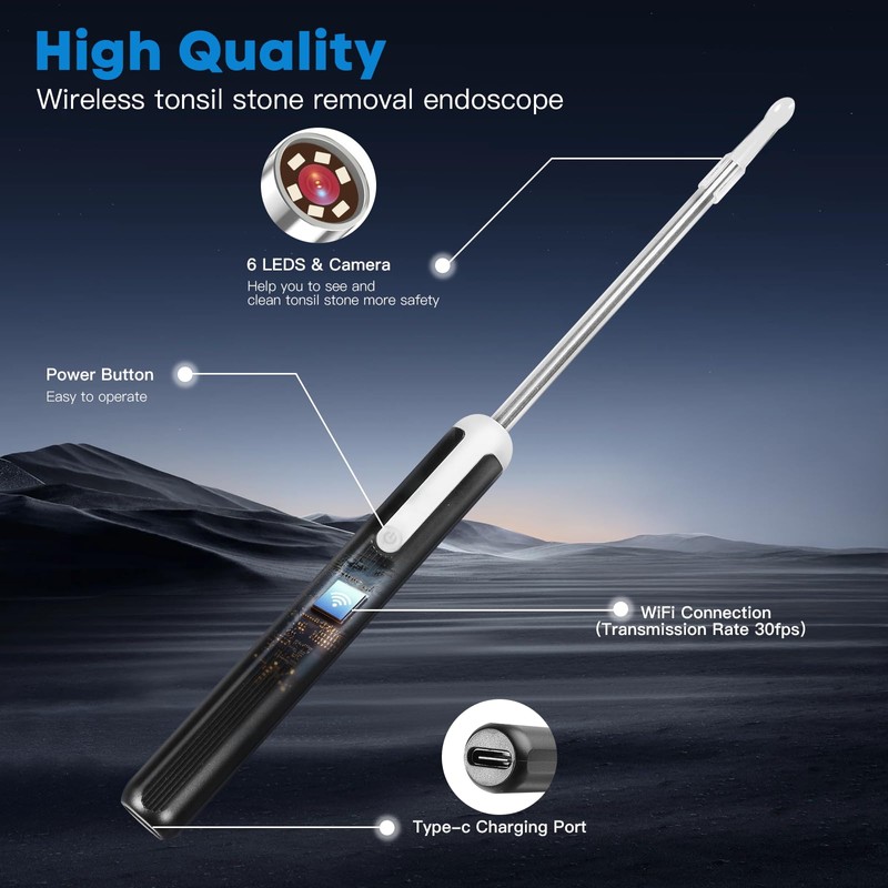 Tonsil Stone Remover Kit with Camera, Visual Tonsil Stone Removal