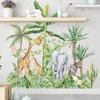 Runtoo Tropical Jungle Animal Wall Decals Giraffe Elephant Plants Wall