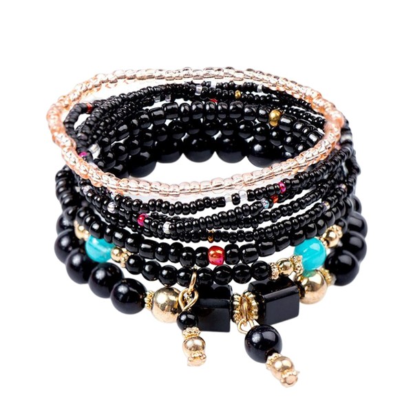 Beaded Bracelet for Women Boho Multilayer Tassel Bracelet Stackable Stretch