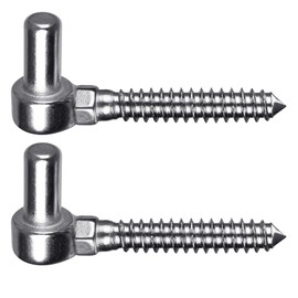 Insaga One-Piece Molding Chain Link Lag Screw Hinge, 304 Stainless Steel Post Side Wood Bolt Hinges for Wooden Gate or Post, Screw in Pin Hinge 5/8'' Lag Bolt Hinge (2Pcs, M16)