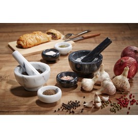 JEmarble Mortar and Pestle Set 4.5x2.5 inch, Natural Stone Surface Polished For Easy Cleaning, Heavy/Durable/Elegant (Black)(Premium Quality)