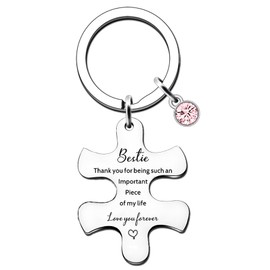 HULALA Bestie Keyring Best Friend Friendship Gifts For Women Girls Birthday Christmas Thank You For Being Such An Important Piece Of My Life Key Ring Keychain