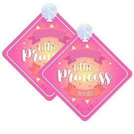 Princess Baby on Board Sign for Car Twin Pack 2pcs Kids Safety Warning Car Sign Princess023 Design
