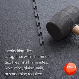 RESILIA - Premium Modular Desk Chair Mat for Carpet and Hard Flooring, Heavy-Duty, Non-Slip PVC Vinyl Office Floor Protectors, 57-Inches x 57-Inches, Set of 9 Tiles with Beveled Edges, Grey