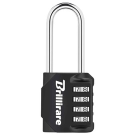 Brillirare Combination Lock, 4-Digit Padlock 2.3 Inch Long Shackle, Waterproof Zinc Alloy Outdoor Travel Luggage Locks Keyless for Backpack, Gym Locker, Hasp, Fence, Gate, Case, Toolbox-Black