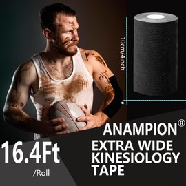 2 Rolls Kinesiology Tape 4in×16.4ft Original Cotton Waterproof Athletic Tape Free Cut Tape for Ankle Wrists Knees Elastic Swimming Sports Activities Tapes（Black)