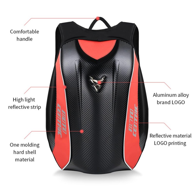 mjmoto Motorcycle Backpack Waterproof Large Capacity Carbon Fiber Rider Backpack