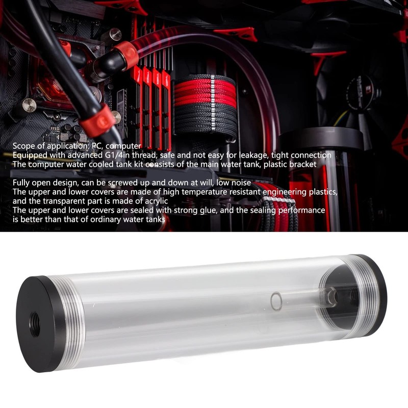 Water Cooling Reservoir 210mm Length Acrylic Plastic 3 Holes /
