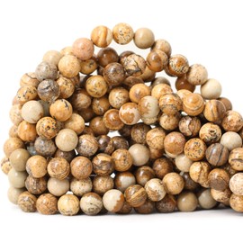 CHEAVIAN 45PCS 8mm Natural Picture Jasper Stone Round Loose Beads for Jewelry Making DIY Findings 1 Strand 15"