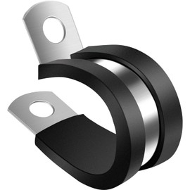 5/8 Inch Rubber Cable Clamps 50 PCS, 304 Stainless Steel Hose Pipe Clamps, Automotive Wire Rubber Insulated Clamps, Metal Clamps for Tube, Pipe and Wire Cord Installation