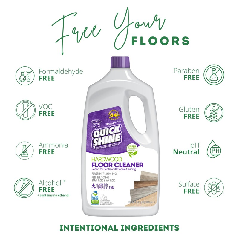 Quick Shine Hardwood Floor Cleaner 64oz, 4Pk| Use in Spray