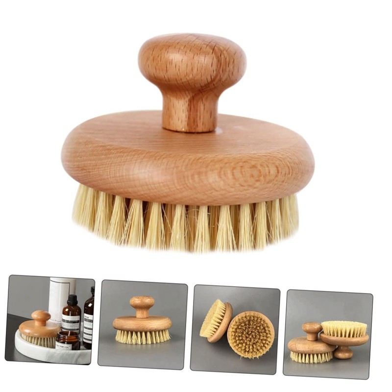 WOONEKY Round Handle Bath Brush Electric Shower Cleaning Brush Portable