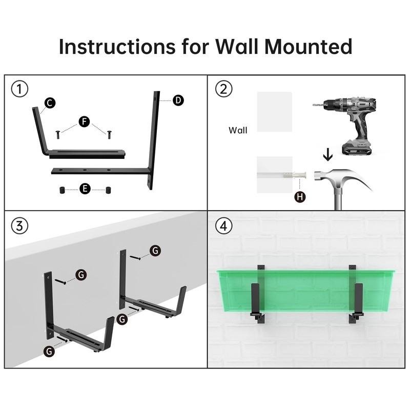 Y&M Adjustable Planter Brackets (6 to 12.5 in), Heavy Duty