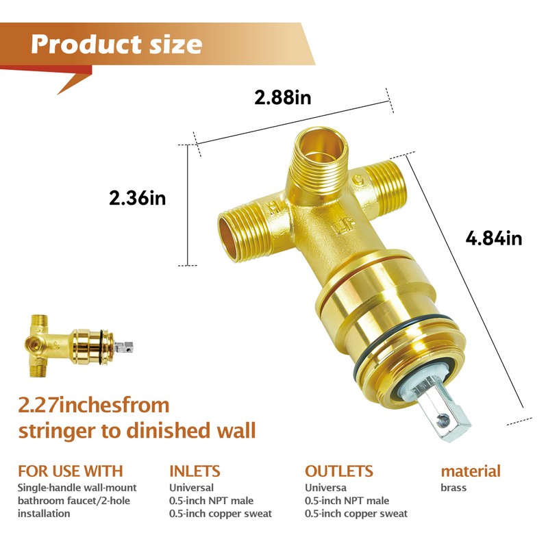 R3510-WL Shower Wall-Mount Rough-In Valve for Delta Single-Handle Wall-Mount Lavatory