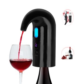 Mini Electric Wine Aerator Wine Decanter Pump Dispenser Gifts Set Automatic Wine Aerator Pourer Spout Wine Dispenser Pump Wine Accessories Gifts for Wine Lovers（Black）