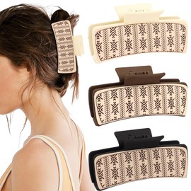 Hapdoo 3pcs Boho Western Hair Claw Clips, Western Hair Accessories Decor Gifts Stuff Cowhide Highland Accessories for Women Cowgirl