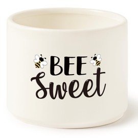 FoszaSzept Summer Bee Sweet Candy Dish Cauldron,Summer Mini Ceramic Candy Bowl Tiered Tray Decor, Snack Serving Bowl Party Favor Desktop Decoration For Home Kitchen Events(Bee Sweet)