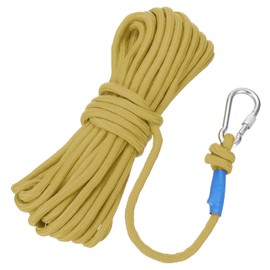 Rebower Nylon Anchor Rope with Hook,5/16"x49ft Hollow Braided Polypropylene Rope Cord Floating Line Boat Ropes,[for Docking Pool]-khaki