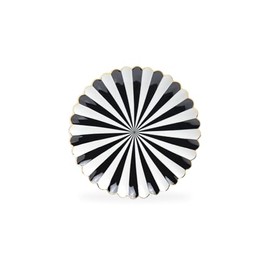 Gracie China Shop Grace Teaware Beetlejuice Black and White Scallop Shaped Fine Porcelain 8.5-inch Dessert Salad Plate Set of 1, One plate
